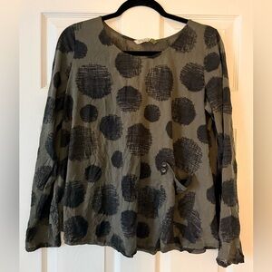 Chalet et Fii Olive and Black Polka Dot Long Sleeve Top